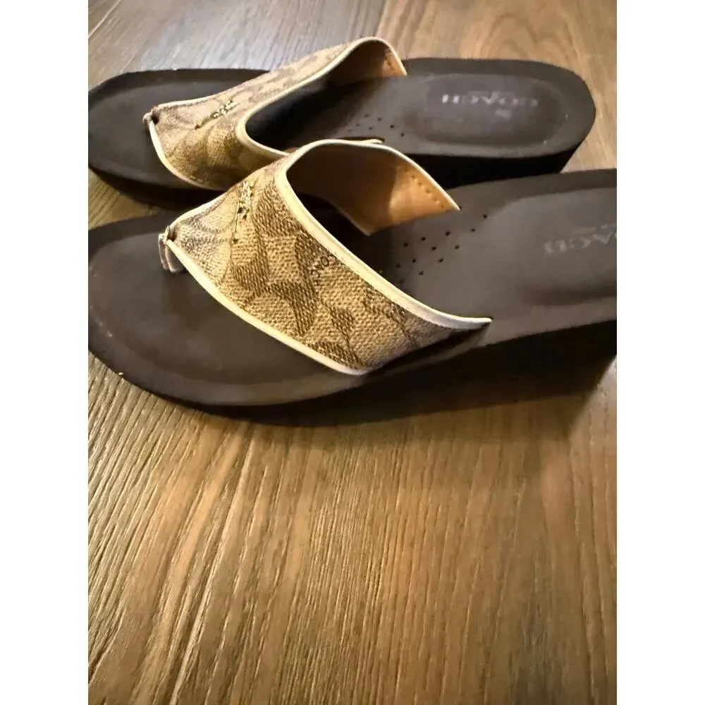 Coach Signature C Platform Thong Sandal Flip Flops